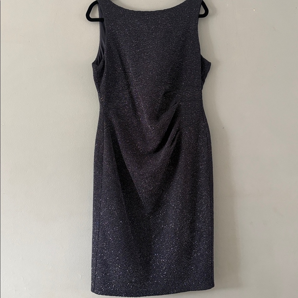 Jessica Howard Gray Shimmer Ruched Sheath Midi Dress